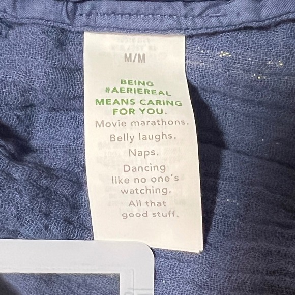 Aerie Women's Blue Metallic Stripe Drawstring Shorts Size M Medium New NWT - Picture 10 of 15